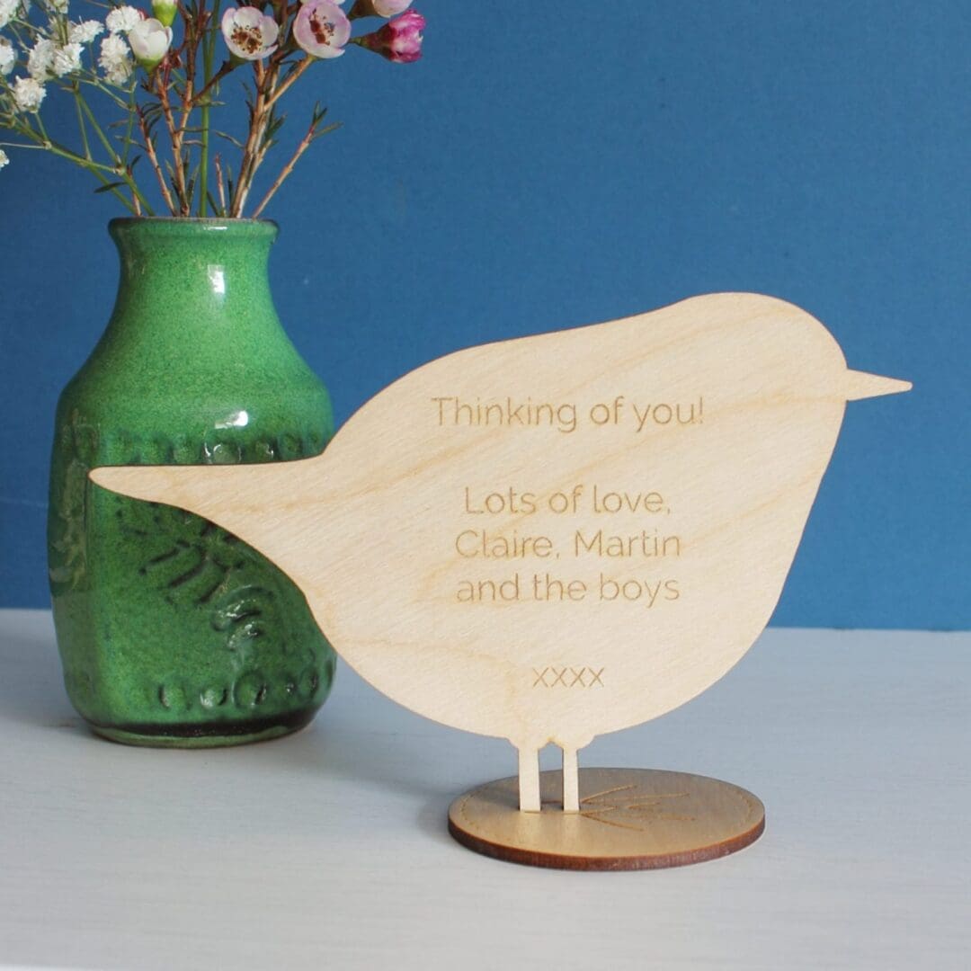 Standing Wooden Pigeon Decoration Ornament - Etched and Hand Painted - Image 6