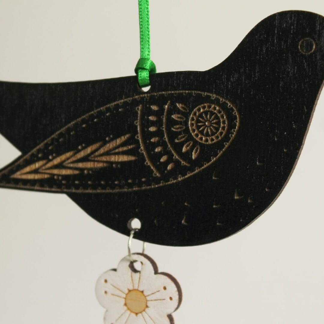 Male or Female Blackbird Wooden Hanging Decoration - Image 6