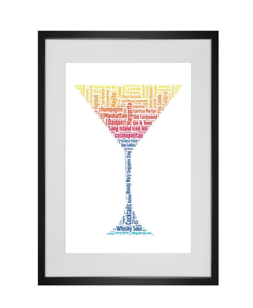 Personalised Cocktail Glass Word Art Print