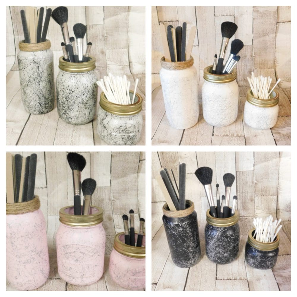 Marble Make Up Brush Holder Jars, Bathroom Storage Pink, Grey, White or Black, Set Of 3 - Image 6