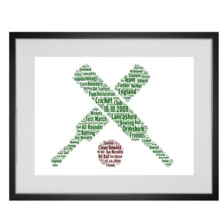 Personalised Cricket Bat Word Art Print