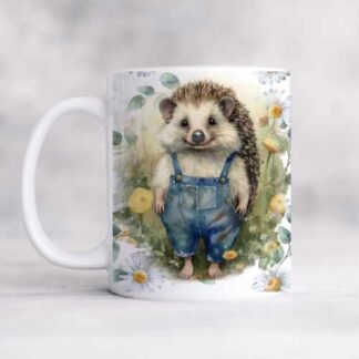 Hedgehog in Denim Dungerees Mug