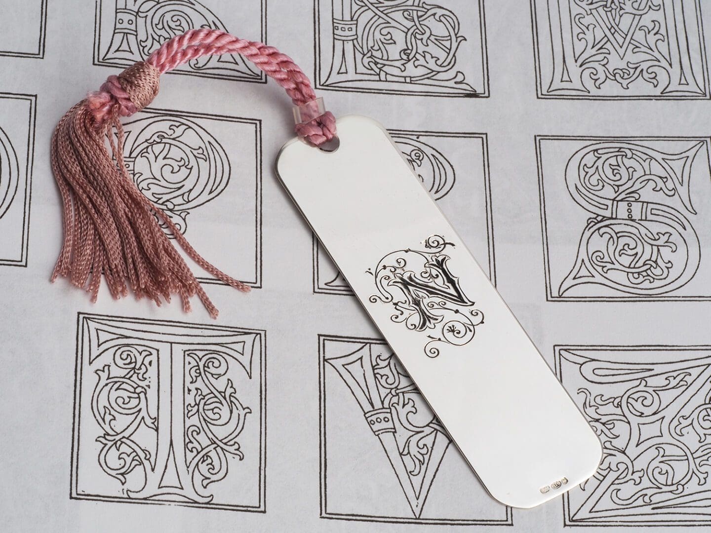 handmade silver bookmark engraved initial