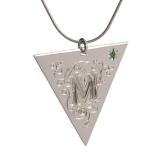 hand engraved scroll initial silver necklace