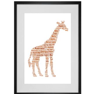 Personalised Giraffe Word Art Print