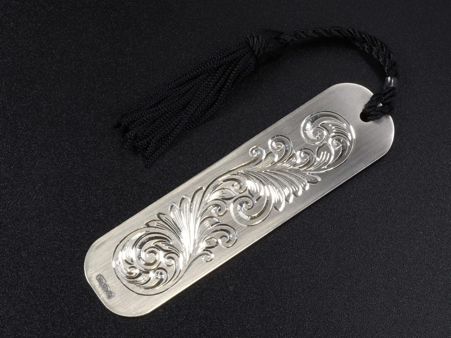 Handmade Sterling Silver Satin Bookmark Hand Engraved Scroll - Image 3