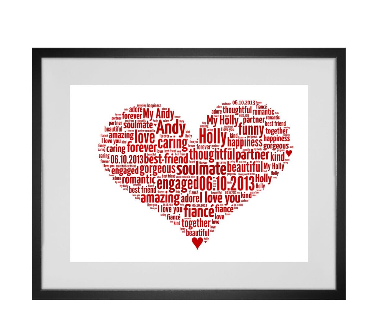 Personalised Love Heart Word Art Print