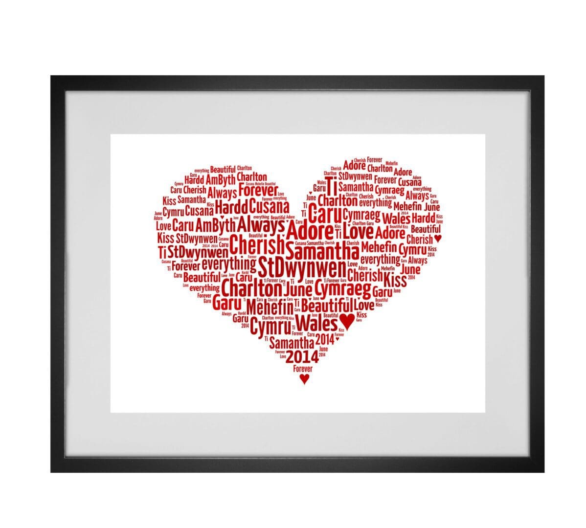 Personalised Love Heart Word Art Print - Image 2