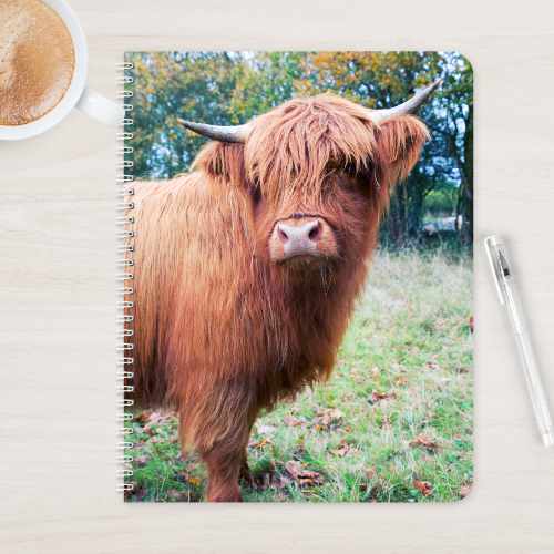 Personalised Highland Cow Notebook | Custom Name Scottish Coo Journal | A5 or A4 Eco-Friendly Stationery | Floral Animal Gift - Image 3