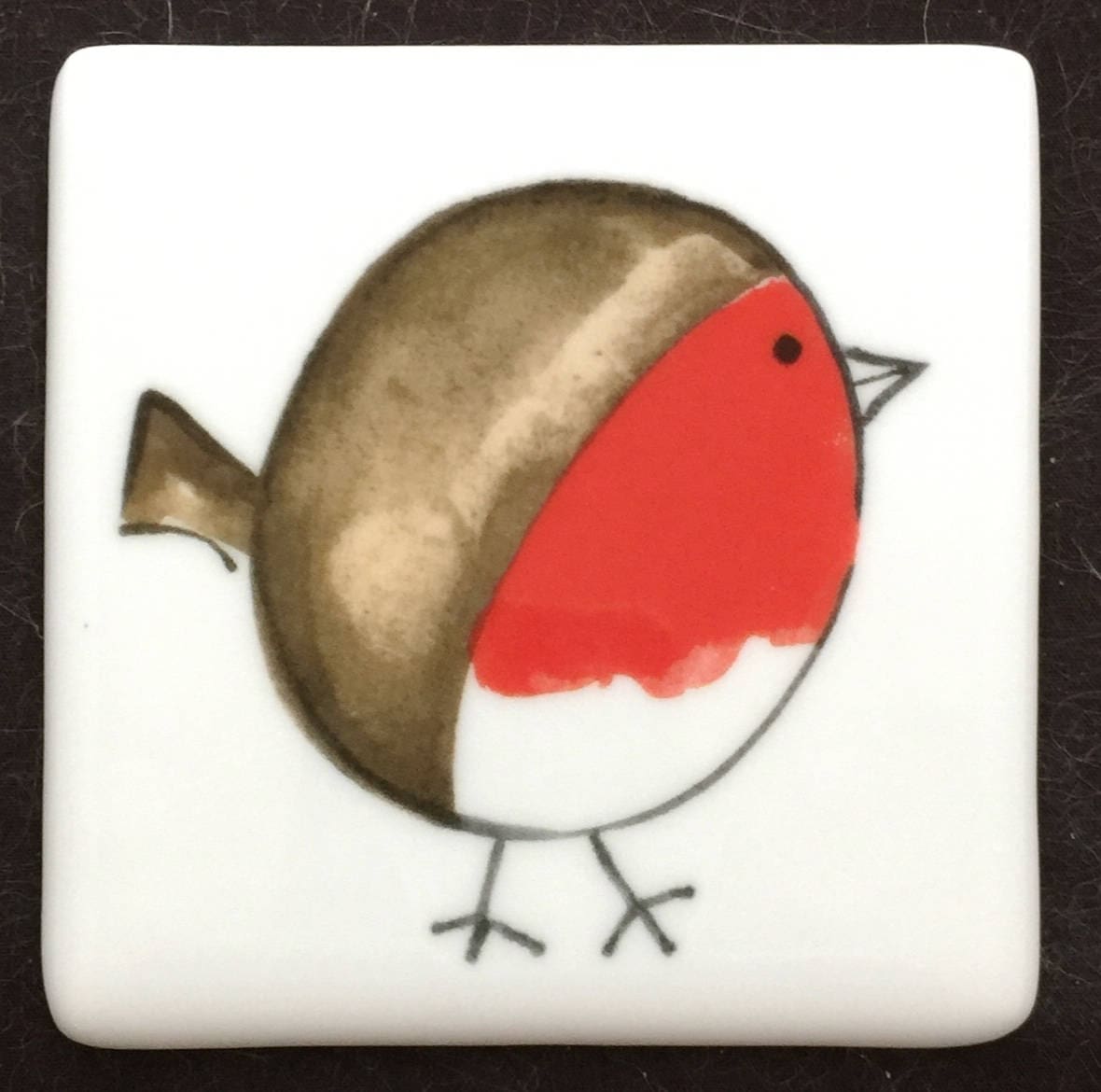 Handmade fused glass Robin Coaster /drinks Mat/Red Robin Drinks Mat/Christmas Robin Coaster/Bird Coaster