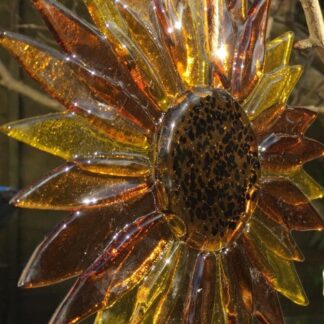 Handmade Sunflower Fused glass/Sunflower Hanger/yellow glass sunflower/indoor/outdoor/Birthday gift/ Ginger cat Glass/ gardener’s gift idea/memories