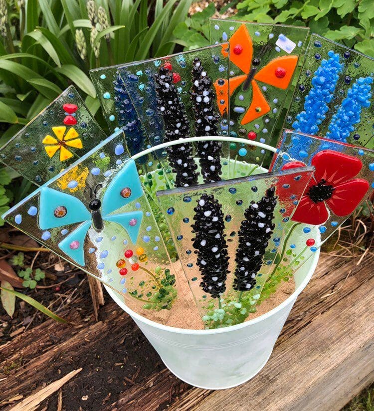 Butterfly plant pot Stake/Blue Butterfly garden Stake/decorative garden Butterfly/plant pot decoration/fused glass butterfly