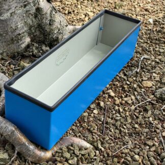 Handmade ocean blue Metal Window Box Planter – 400mm Long, Upcycled Steel Herb Planter for Windowsills, Balconies & Urban Gardens. Durable, Weather-Resistant & Eco-Friendly