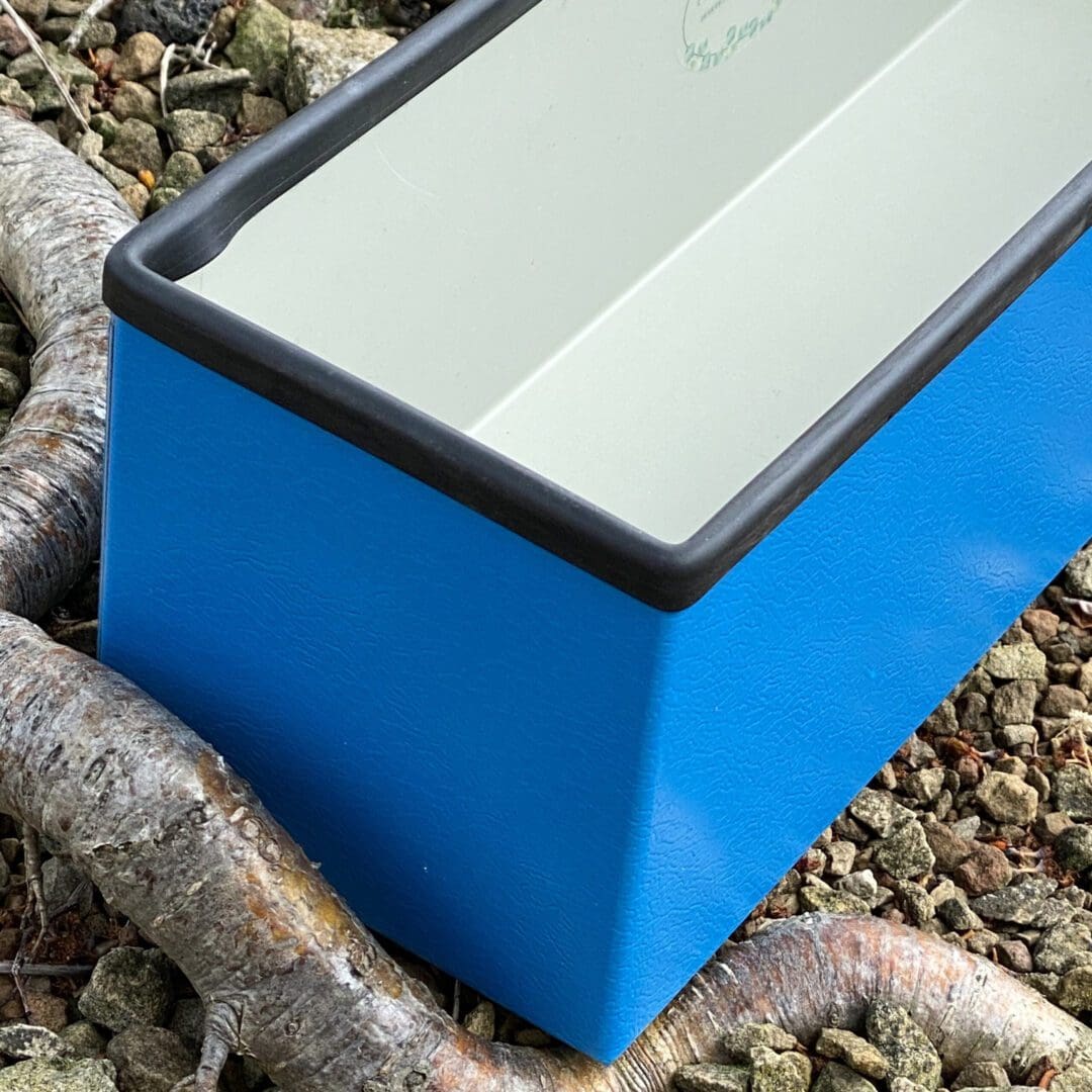 Handmade ocean blue Metal Window Box Planter – 400mm Long, Upcycled Steel Herb Planter for Windowsills, Balconies & Urban Gardens. Durable, Weather-Resistant & Eco-Friendly
