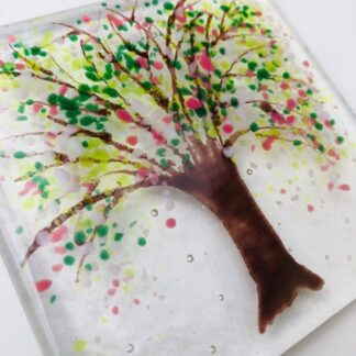 Cherry Blossom Coasters/Fused Glass Coasters/Drinks mats/Tree/Blossom Pink/White