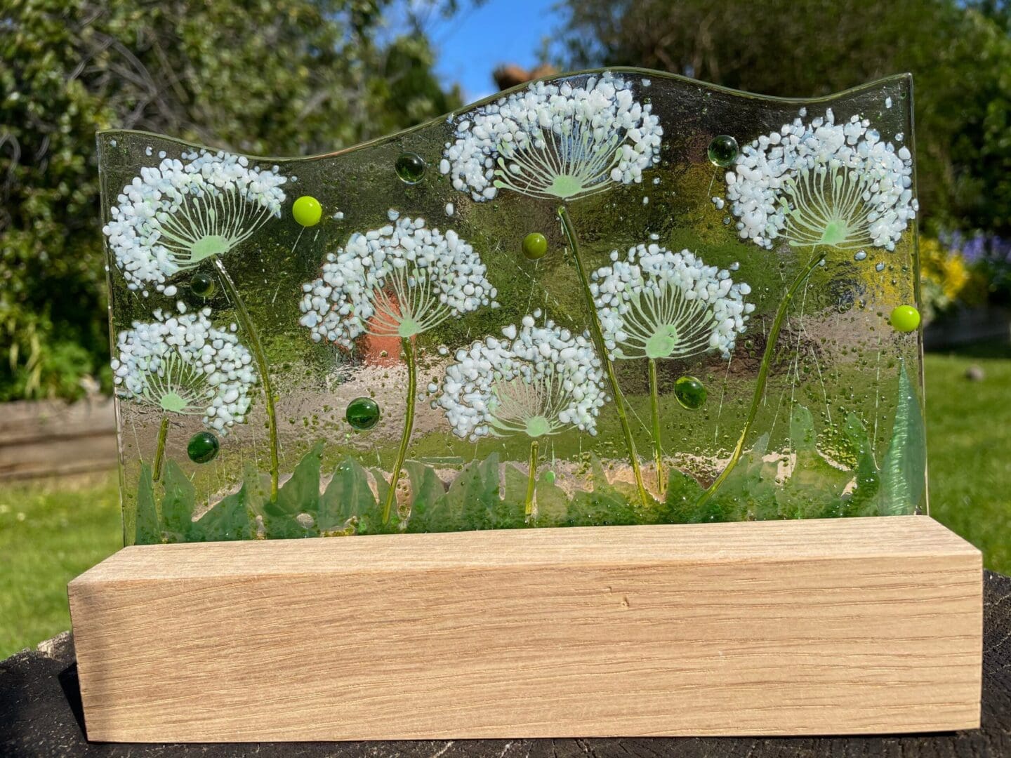 Cow Parsley tealight candle holder-fused glass cow parsley-natural cow parsley candle votive-Gift for mum-new home gift-wild meadow tealight
