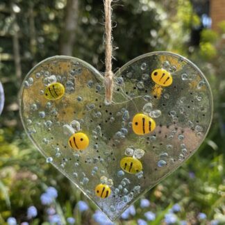 Bees heart hanger-ladybug heart hanger-buzzy bees hanging heart-red ladybirds heart hanging-gardeners friends-unique gift ideas-summer