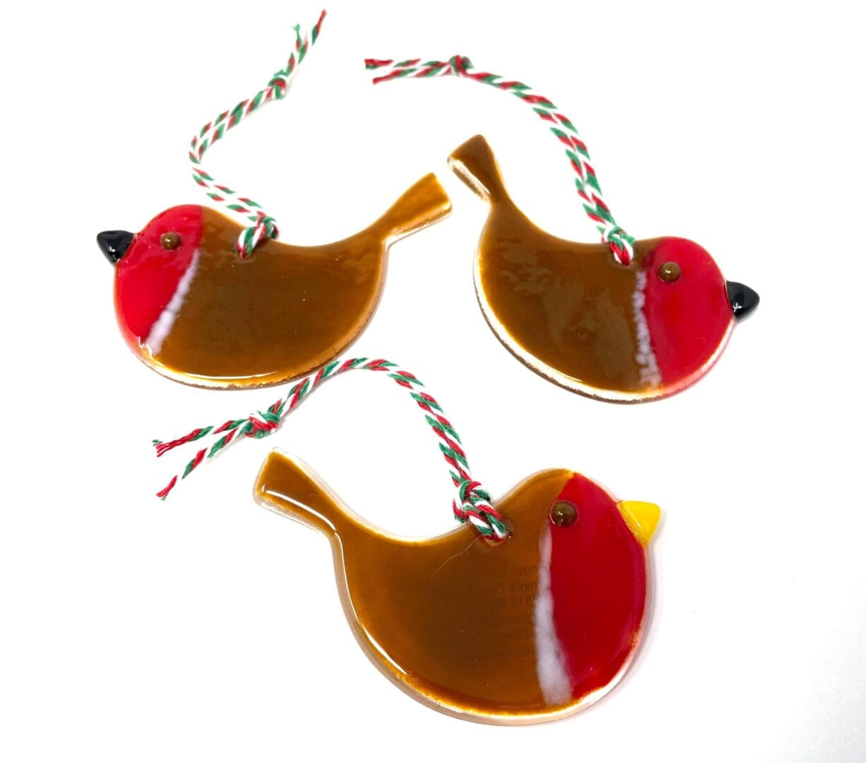 Robin fused glass hanger/ bird hanger/ brown & red robin garden hanger/ Robin Christmas tree hanger/when a loved one is near/memorial gift