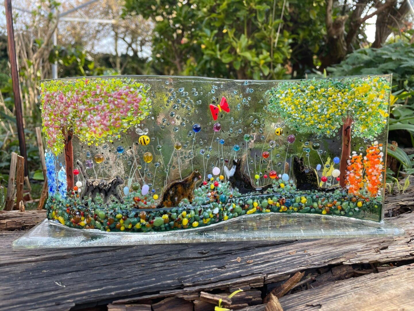 Custom Made Order fused glass Cats wave/Individually crafted with your choice of up to 4 cats/Made to order just for you/Gift idea/Multi cats/Bespoke gift