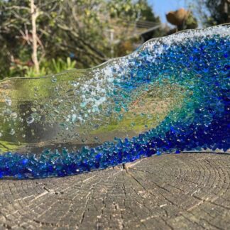 Handmade fused glass blue sea wave/ blue and white rolling sea wave/house warming gift/birthday gift/mother’s day gift/fused glass