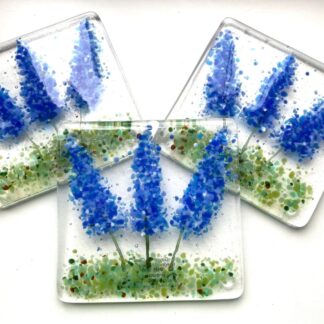 Handmade fused glassBlue Delphinium coasters/Drink mats/Delphinium flower coasters/Flower coasters/Birthday gift/Gift for mum/Gardeners Gifts/