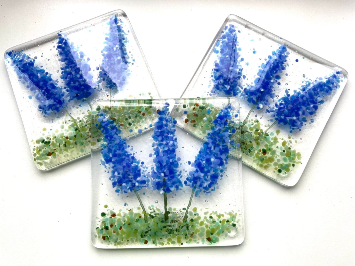 Handmade fused glassBlue Delphinium coasters/Drink mats/Delphinium flower coasters/Flower coasters/Birthday gift/Gift for mum/Gardeners Gifts/