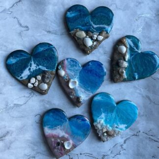 Resin beach heart fridge magnets