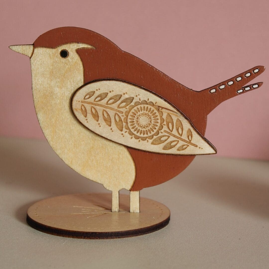 Standing Wooden Jenny Wren Decoration - Image 3
