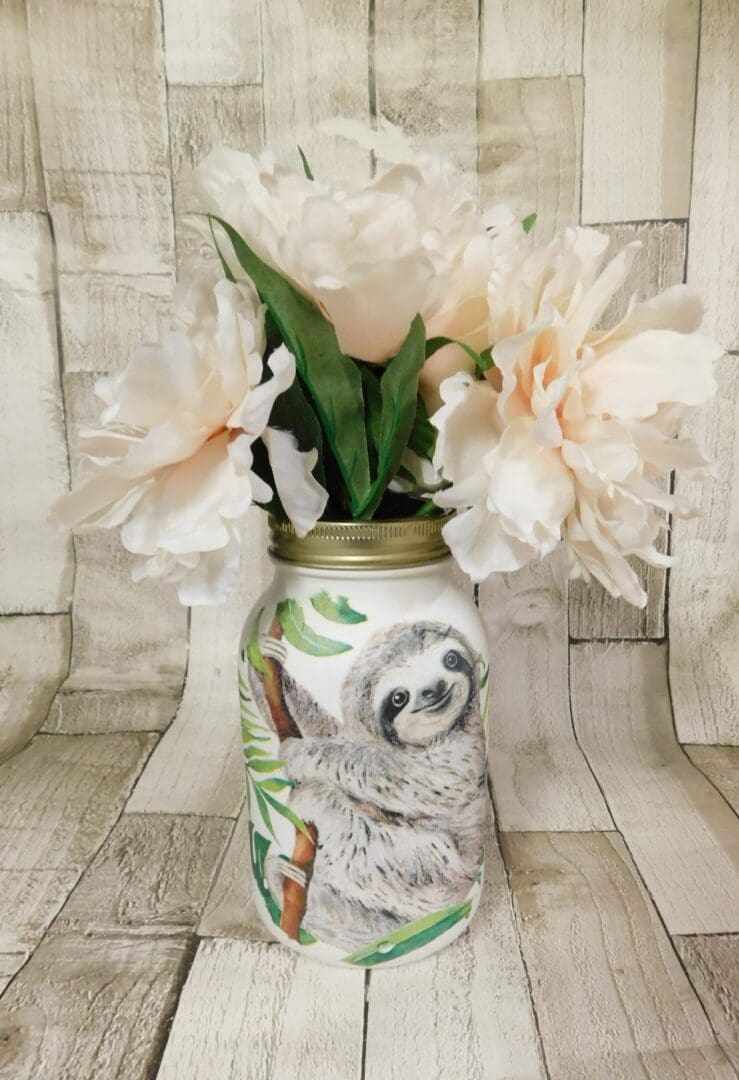 Wildlife Elephant, Sloth, Giraffe or Panda 1 Litre Kilner Jar Vase - Image 5
