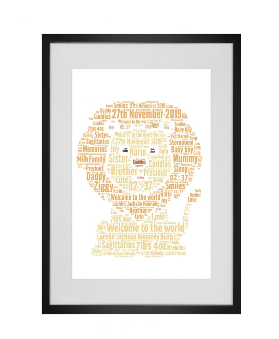 Personalised New Baby Lion Word Art Print
