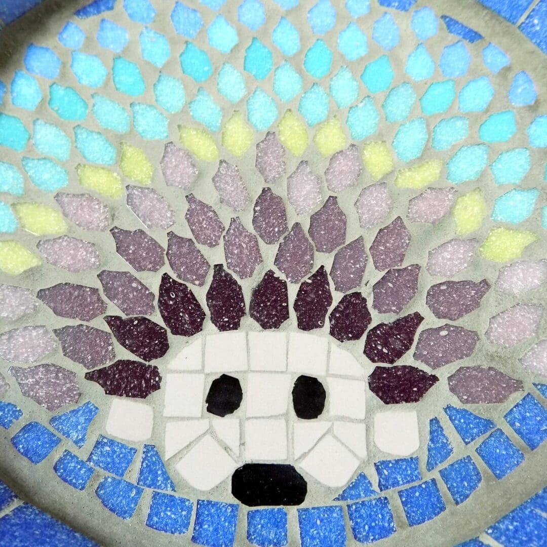 Rainbow Hedgehog Mosaic Bird Bath Wildlife Garden Ornament - Image 7