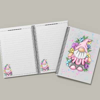 Mum Floral Gonk A5 Notebook | Mother’s Day Gift Journal | Spring Gnome Stationery | Eco-Friendly Recycled Paper - Image 2
