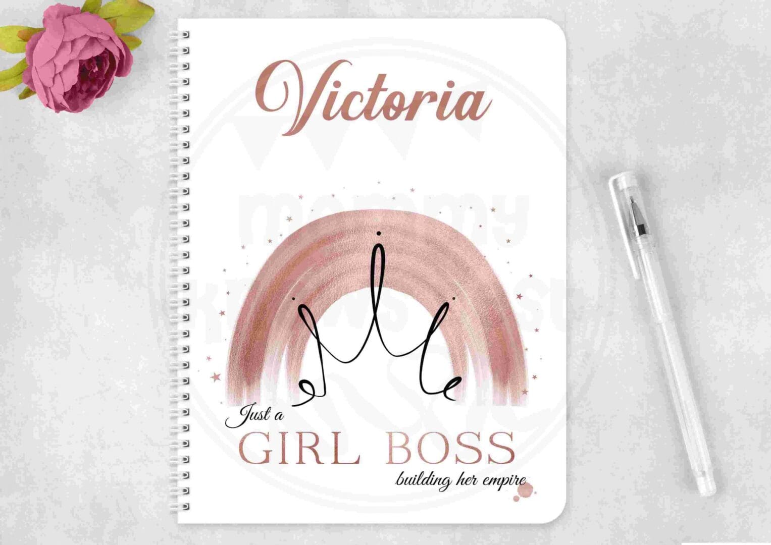 Personalised Girl Boss Notebook | Custom Name Rose Gold Queen Journal | A5 or A4 Eco-Friendly Stationery | Motivational Entrepreneur Gift - Image 2