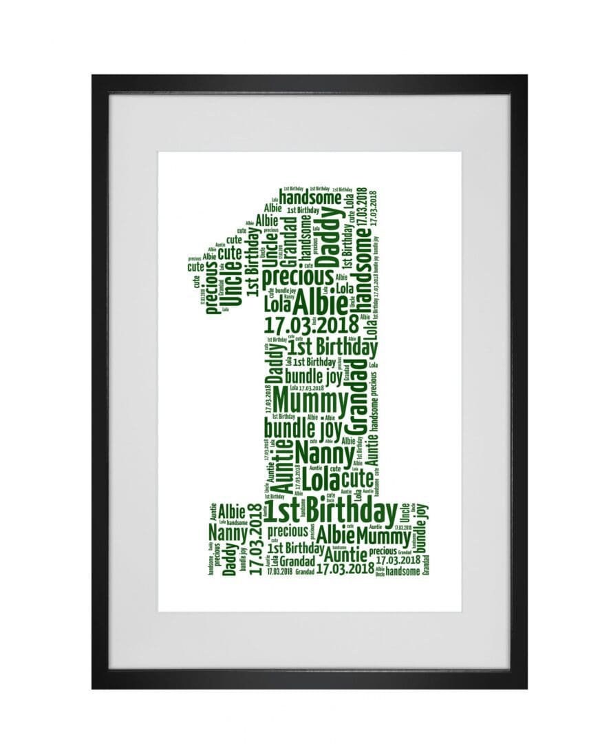 Personalised Number Word Art Print (any number can be made)