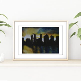Sunset on the East River New York City A4 Print- Energy Art Landscape
