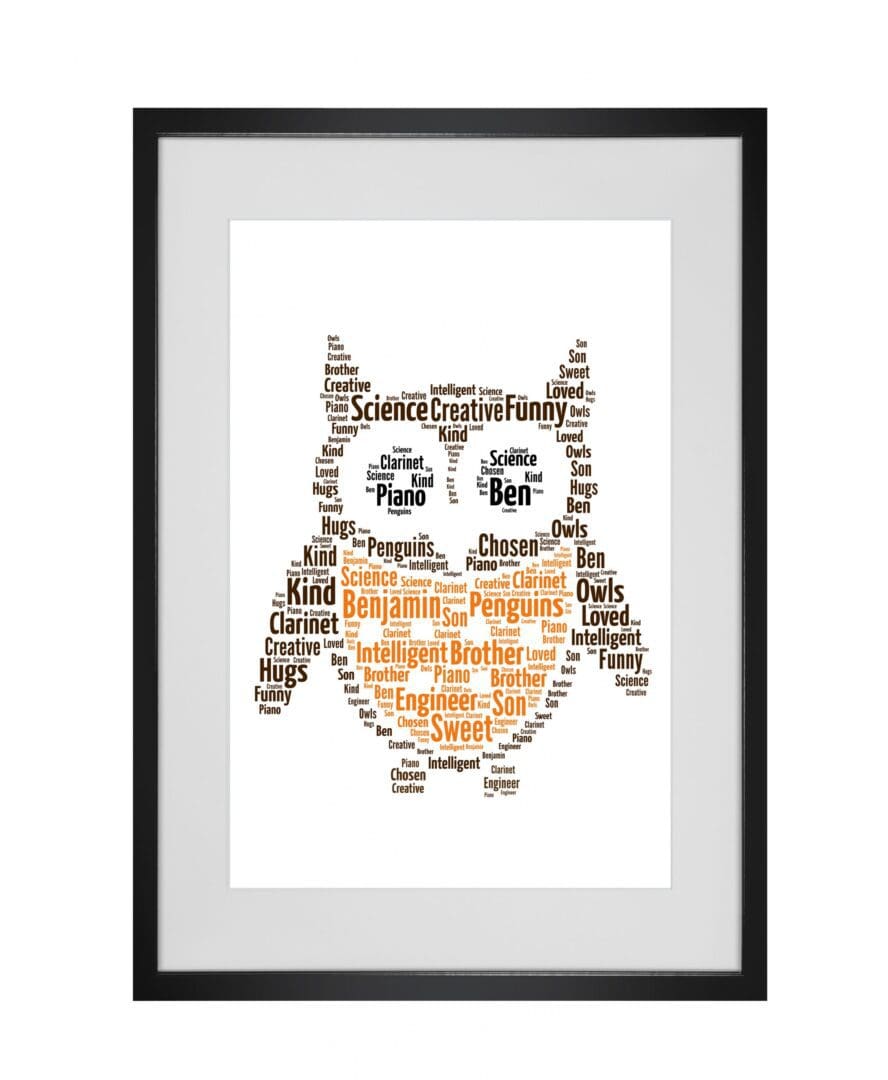 Personalised Best Teacher Owl Word Art Print