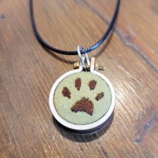 Paw print mini embroidery hoop pendant 2.5cm