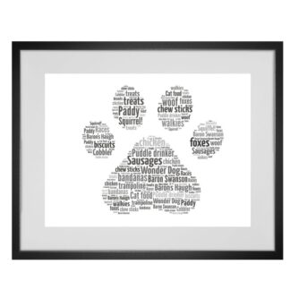 Personalised Dog Paw Word Art Print