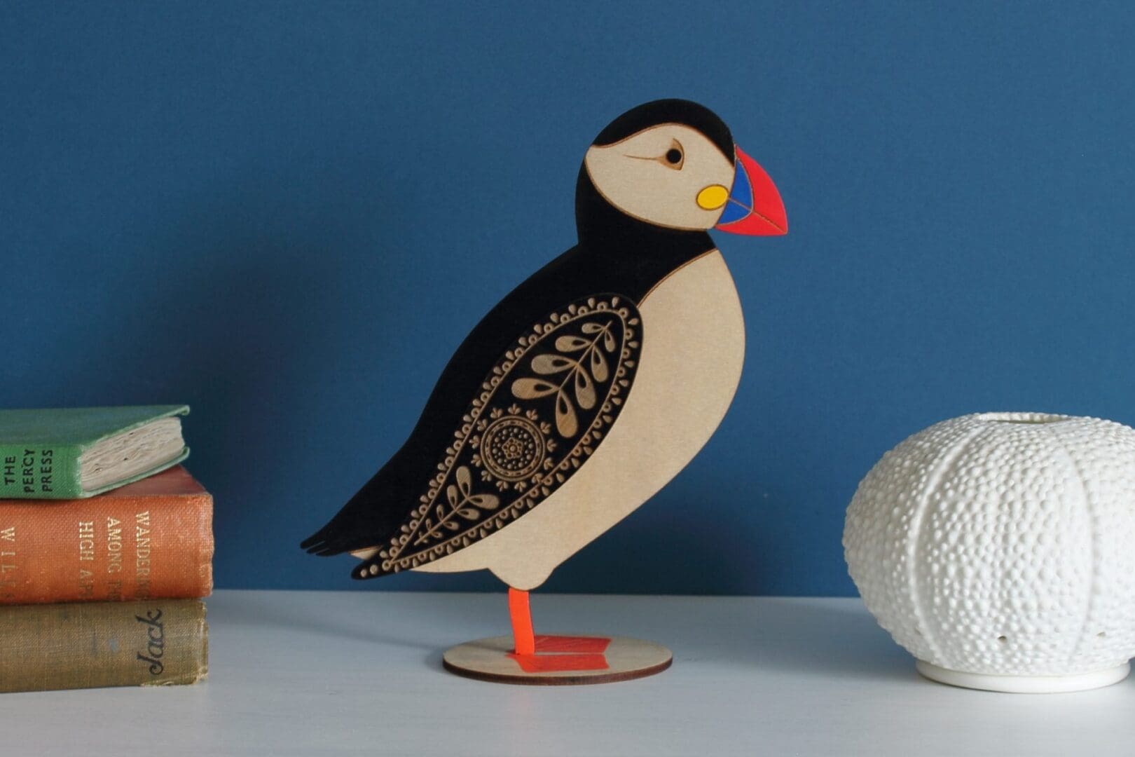 Standing Wooden Puffin or Festive Puffin Decoration - Etched and Hand Painted - Image 7