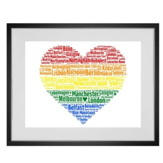 Personalised Pride Rainbow Love Heart Word Art Print