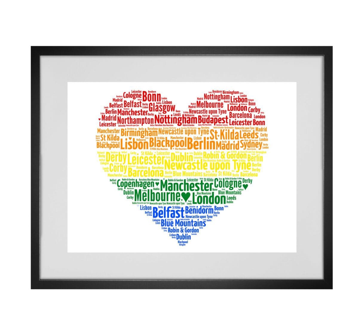 Personalised Pride Rainbow Love Heart Word Art Print