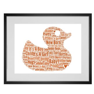 Personalised New Baby Rubber Duck Word Art Print