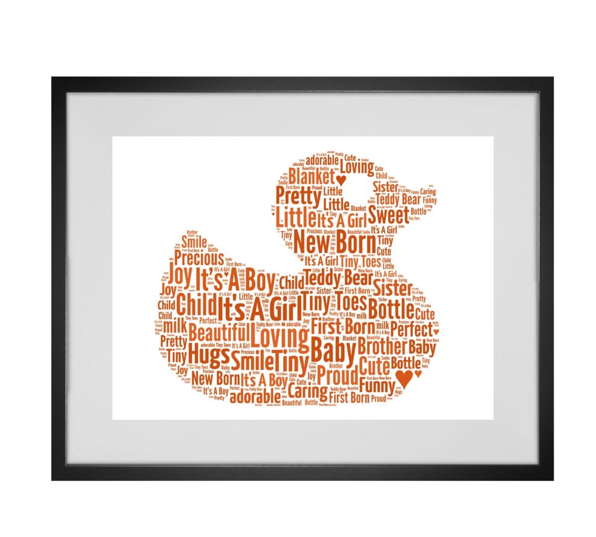 Personalised New Baby Rubber Duck Word Art Print