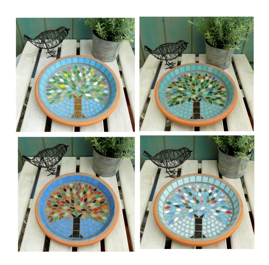 Spring Jewel Tree Mosaic Bird Bath Wildlife Garden Ornament - Image 6