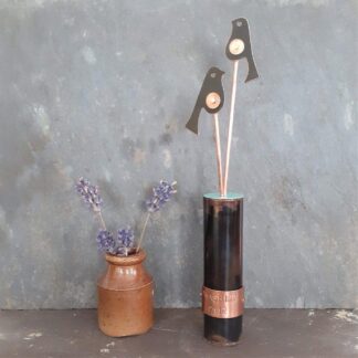 Recycled copper bird ornament titled smashing pair