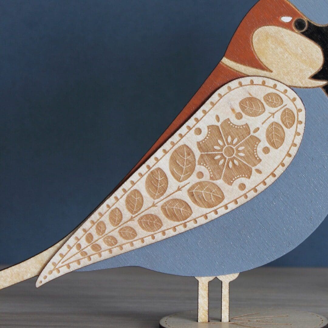 Standing Wooden House Sparrow Decoration - Image 8