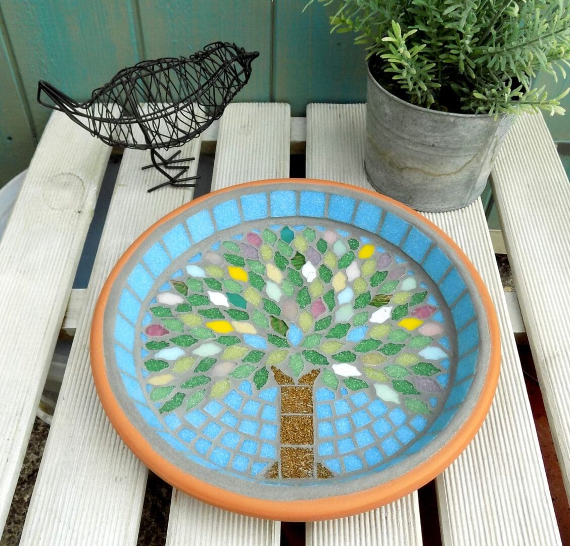 Spring Jewel Tree Mosaic Bird Bath Wildlife Garden Ornament