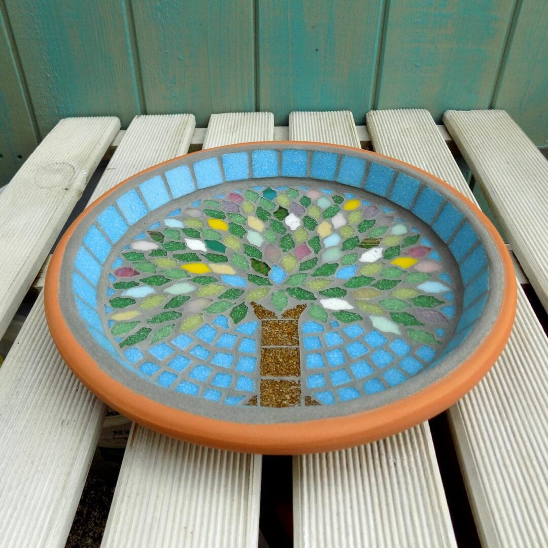 Spring Jewel Tree Mosaic Bird Bath Wildlife Garden Ornament - Image 2
