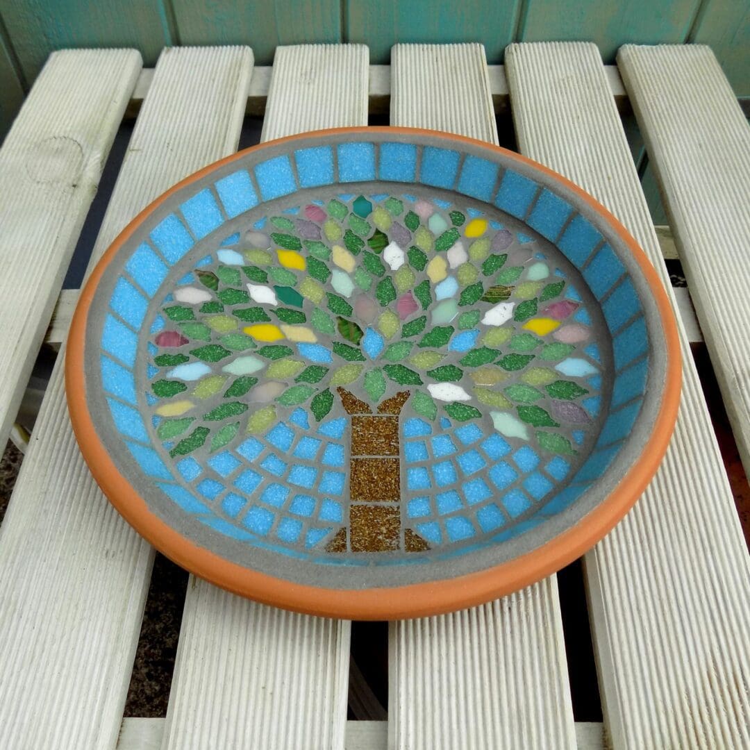 Spring Jewel Tree Mosaic Bird Bath Wildlife Garden Ornament - Image 5
