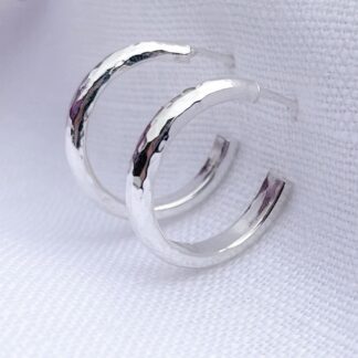 Sterling Silver Hammered Half Hoop Earrings